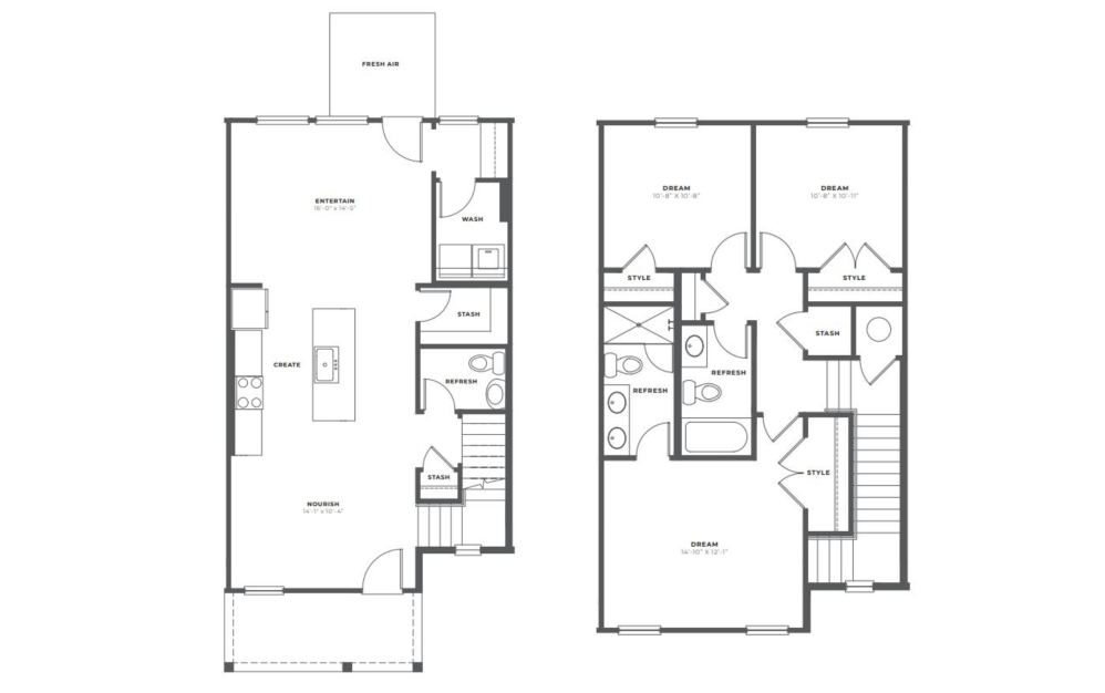 Clarity - 3 bedroom floorplan layout with 2.5 baths and 1459 square feet. (Home Plan)